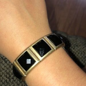 Lia Sophia Gold & Black Gem Stretch Bracelet